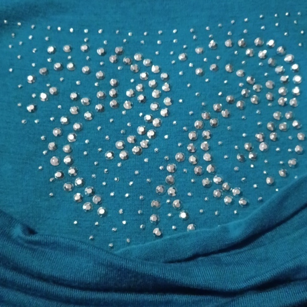 -- Jason Maxwell turquoise Ruched Embellished Tank - Picture 4 of 9